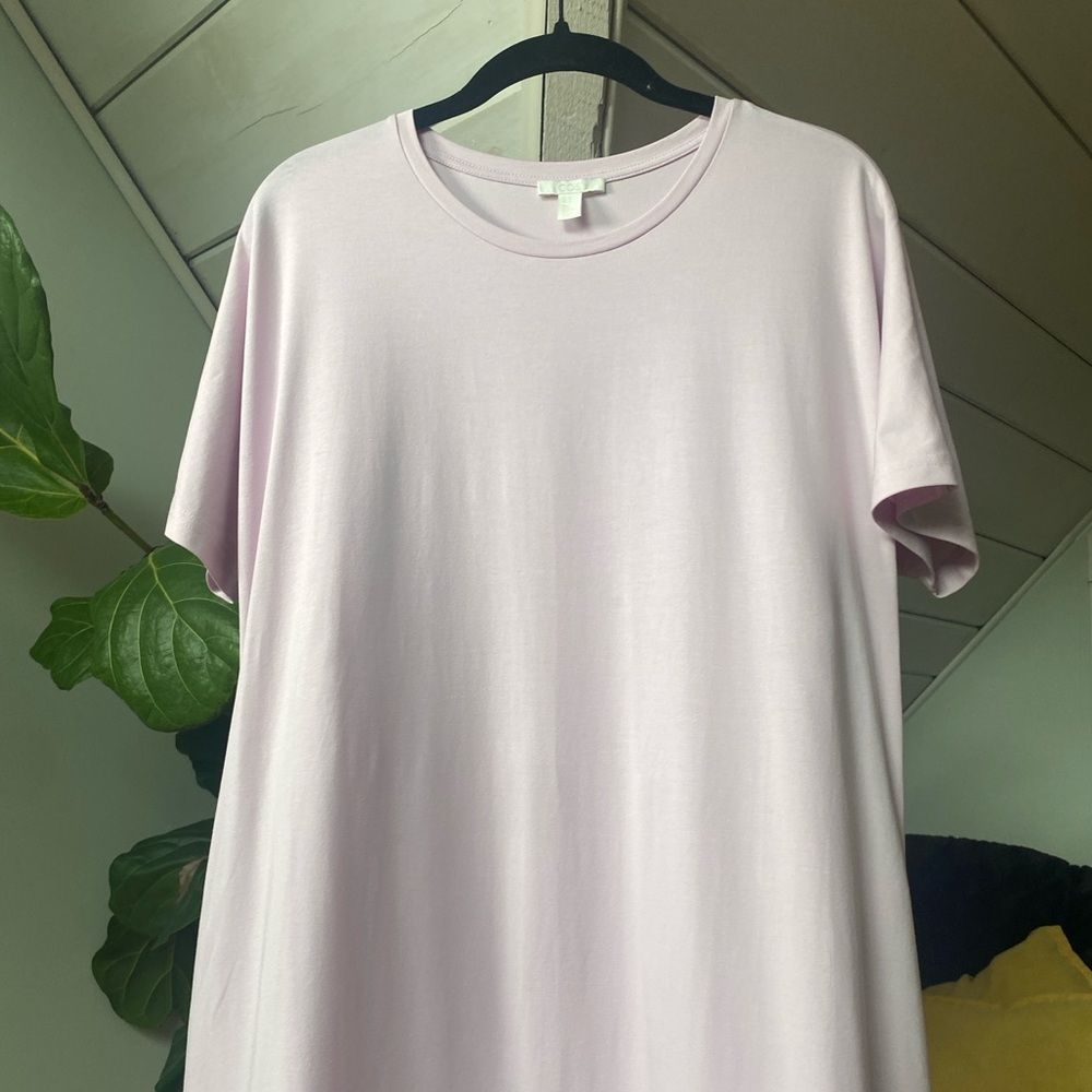 COS Contrast Hem Tent T-shirt Dress Pink Navy A-line Pockets Size Medium - Picture 4 of 11